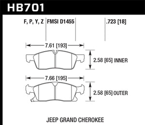 Hawk 11-12 Dodge Durango / 11-12 Jeep Grand Cherokee HPS 5.0 Front Street Brake Pads