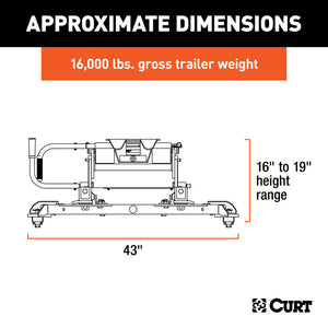 Curt E16 5th Wheel Hitch w/Roller and Ram Puck System Adapter