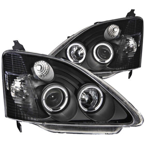 ANZO 2002-2004 Honda Civic Projector Headlights w/ Halo Black