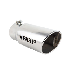 RBP RX-1 Polished Dual-Badged Exhaust Tip Inlet 4in. / Outlet 5in. / Length 12in. - Stainless Steel