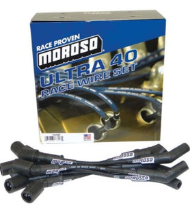 Moroso GM LS Ignition Wire Set - Ultra 40 - Unsleeved - Coil-On - 9.75in Wire - 135 Degree - Black