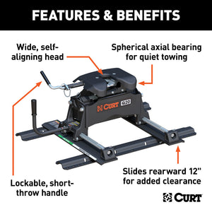 Curt Q20 5th Wheel Hitch w/Roller & Rails