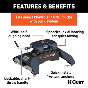 Curt Q24 5th Wheel Hitch w/GM Puck System Legs