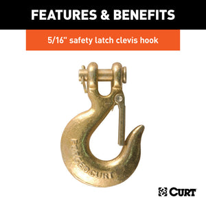 Curt 35in Safety Chain w/1 Clevis Hook (11700lbs Clear Zinc)