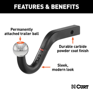 Curt Euro Mount (2in Ball 1-1/4in Shank 3500lbs -3/4in High 8-3/4in Long)