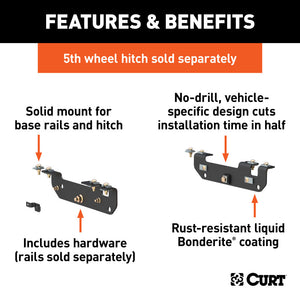 Curt 11-16 Ford F-350 Super Duty Custom 5th Wheel Brackets