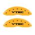 MGP 4 Caliper Covers Engraved Front & Rear Vtech Yellow Finish Black Char 2008 Acura TL