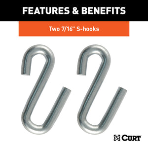 Curt 48in Safety Chain w/2 S-Hooks (5000lbs Clear Zinc)