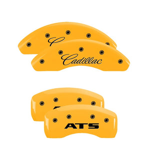 MGP 4 Caliper Covers Engraved Front Cadillac Engraved Rear ATS Yellow finish black ch