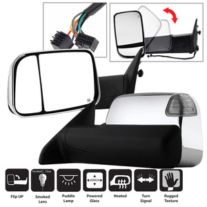 Xtune Dodge Ram 1500 09-12 L&R Manual Extendable Power Heated Adjust Mirror MIR-DRAM10-PW-SET