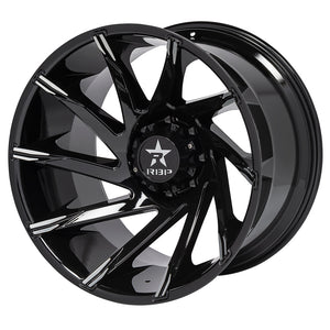 RBP 77R Spike 18x9.0 5x139.7 BP / 5 BS / 0mm Offset 78mm CB Gloss Black w/Machined Accent Wheel