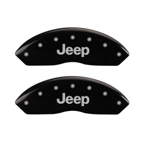 MGP 4 Caliper Covers Engraved Front & Rear JEEP Black finish silver ch