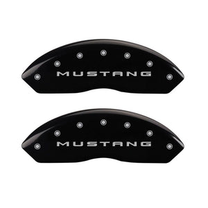 MGP 4 Caliper Covers Engraved Front 2015/Mustang Engraved Rear 2015/37 Black finish silver ch