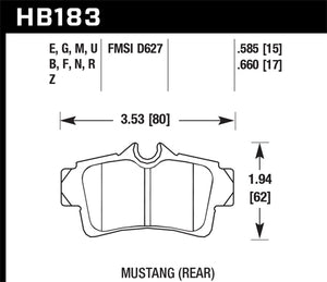 Hawk 94-04 Ford Mustang DTC70 Rear Brake Pads