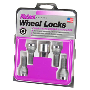 McGard Wheel Lock Bolt Set - 4pk. (Cone Seat) M14X1.5 / 17mm Hex / 29.0mm Shank Length - Chrome