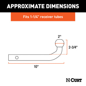 Curt Euro Mount (2in Ball 1-1/4in Shank 3500lbs 2-3/4in High 10in Long)