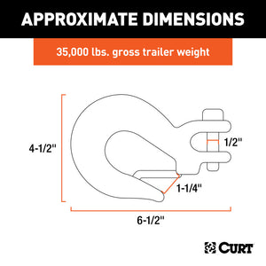 Curt 1/2in Safety Latch Clevis Hook (35000lbs)