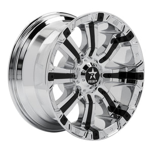 RBP 94R 20x10 5x139.7 BP / 6 BS 10mm Offset 78mm CB (Hub Centric) Chrome w/Black Inserts Wheel