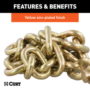 Curt 35in Safety Chain w/1 Clevis Hook (18800lbs Yellow Zinc)