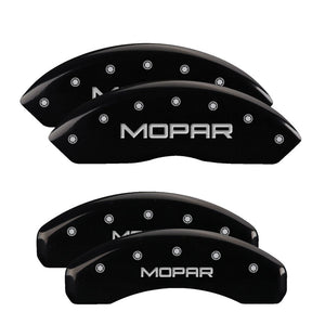 MGP 4 Caliper Covers Engraved Front & Rear Block/Charger Black finish silver ch