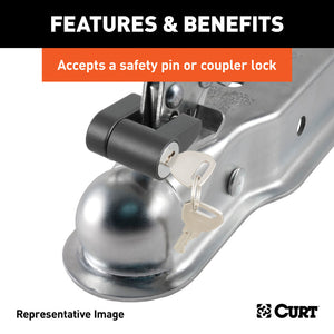 Curt 1-7/8in Straight-Tongue Coupler w/Posi-Lock (2in Channel 2000lbs Zinc)