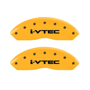 MGP 4 Caliper Covers Engraved Front & Rear i-Vtec Yellow finish black ch