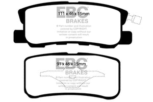 EBC 11-14 Chrysler 200 3.6 Yellowstuff Rear Brake Pads