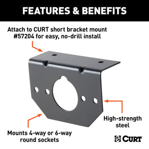 Curt Connector Mounting Bracket for 4-Way & 6-Way Round (Packaged)