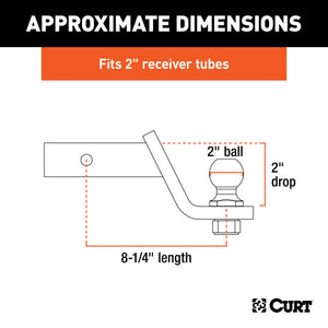 Curt Loaded Ball Mount w/2in Ball (2in Shank 7500lbs 2in Drop)