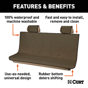 Curt Seat Defender 58in x 63in Removable Waterproof Brown XL Bench Truck Seat Cover