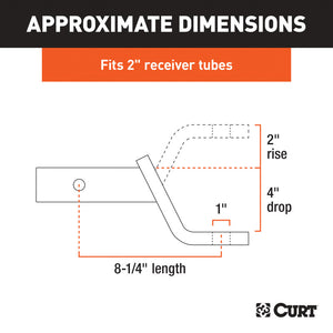 Curt Class 3 Ball Mount (2in Shank 7500lbs 4in Drop 8-1/4in Long Chrome)