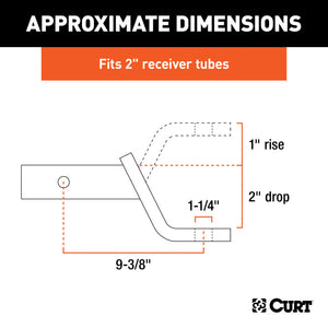 Curt Class 4 Ball Mount (2in Shank 12000lbs 2in Drop 9-3/8in Long)