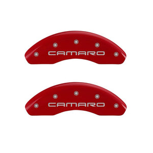 MGP 4 Caliper Covers Engraved Front & Rear Gen 4/Camaro Red finish silver ch