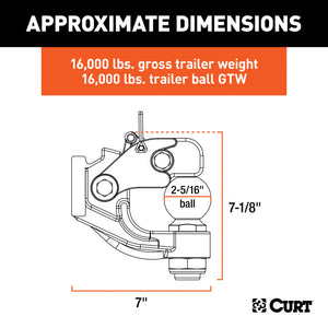 Curt Ball & Pintle Combination (2-5/16in Ball 16000lbs Ball Capacity)