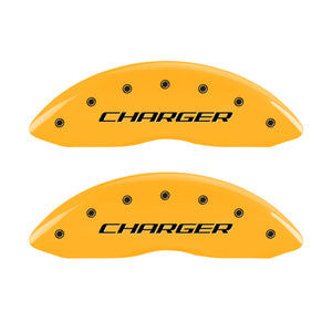 MGP 4 Caliper Covers Engraved Front & Rear Block/Charger Yellow Finish Black Char 2006 Dodge Charger