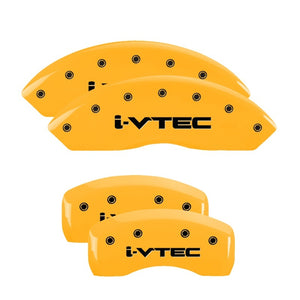 MGP 4 Caliper Covers Engraved Front & Rear i-Vtec Yellow finish black ch