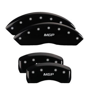 MGP 4 Caliper Covers Engraved Front & Rear MGP Black Finish Silver Char 2019 Subaru Crosstrek