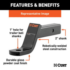 Curt Class 3 Ball Mount (2in Shank 7500lbs 4in Drop 10-1/4in Long)