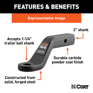 Curt Forged Ball Mount (2in Shank 17000lbs 4in Drop 8-1/2in Long)