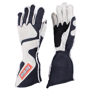 RaceQuip SFI-5 Gray/Black Small Outseam Angle Cut Glove