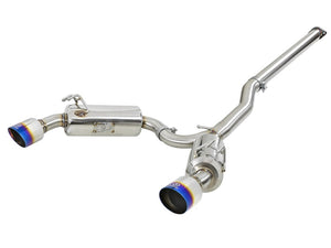 aFe Takeda 3in. to 2.5in. 304 SS C/B Exhaust 08-15 Mitsubishi EVO I4-2.0L (t) - Blue Flamed Tips