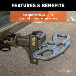 Curt Adjustable Channel Mount w/1in Ball Hole (2in Shank 6000lbs 6-3/4in Drop)