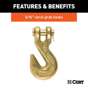 Curt 20ft Transport Binder Safety Chain w/2 Clevis Hooks (18800lbs Yellow Zinc)