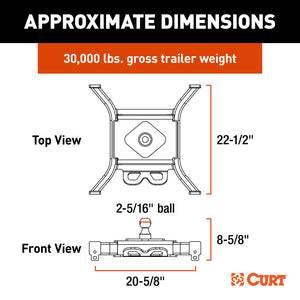 Curt Spyder 5th Wheel Rail Gooseneck Hitch with 2-5/16in Ball - 30K