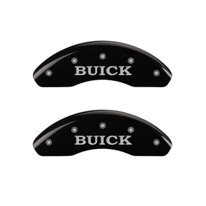 MGP 4 Caliper Covers Engraved Front Buick Engraved Rear Buick Shield Black finish silver ch