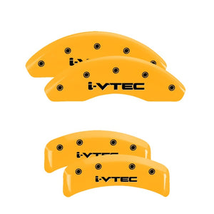 MGP 4 Caliper Covers Engraved Front & Rear i-Vtec Yellow finish black ch