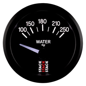 Autometer Stack 52mm 100-250 Deg F 1/8in NPTF Electric Water Temp Gauge - Black