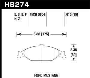 Hawk 96-10 Ford Mustang Blue 9012 Race Front Brake Pads