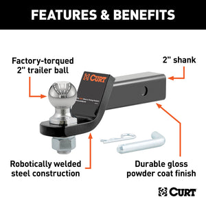 Curt Loaded Ball Mount w/2in Ball (2in Shank 7500lbs 2in Drop)