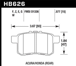 Hawk 08-10 Honda Accord 2.4L/3.0L/3.5L / 09-10 Acura TST 2.4L HPS Street Rear Brake Pads